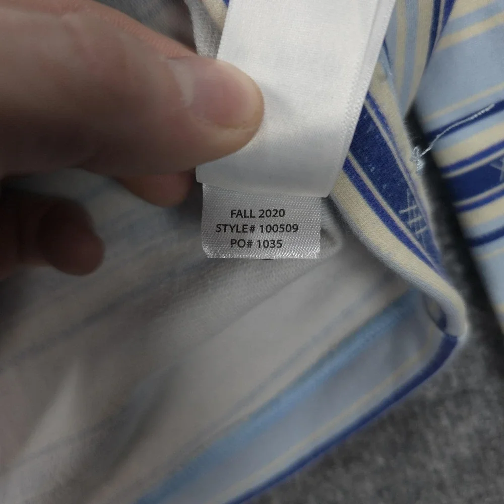 Rhone‎ Hoodie Mens Large Blue Striped Endless Sun Bolinas Beach Poncho Henley
